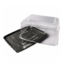 Eighth Sheet Cake Container, Black Base With Clear Lid