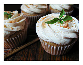 Thai Basil Jaggery Cupcakes with Lemongrass Basil Infused Toasted Coconut Buttercream