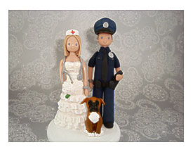 Police Officer & Nurse Costomized Wedding Cake Topper By Mudcards