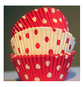 25 Mini Red And White Polka Dot Cupcake By WellDressedCupcakes