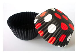 Cupcake Liners Black Red White Polka Dot By Cookiecovers On Etsy