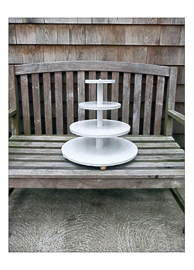 Cake+stand+pedestal+rentals+pink+white+wooden+stand+slice+wood+tiered