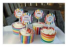 Rainbow Cupcake Toppers Tags By Jenleonardini On Etsy