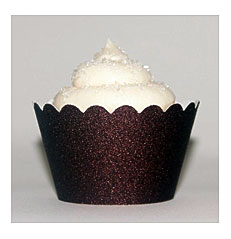Platinum Glitter Espresso Brown Reusable Cupcake Wrappers Set Of 96