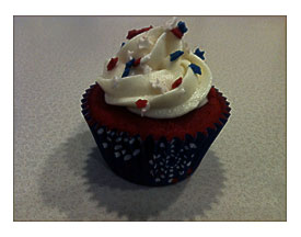My "Fourth Of July" Red Velvet Cupcakes With The Custom Toppers From