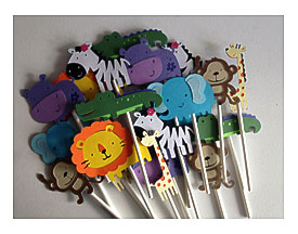 Edible Baby Safari Animal Cupcake Toppers Party Shower Kids Parties