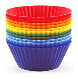 Muffin & Cupcake Pans >> Silicone 12 Piece Assorted Colors Mini Muffin