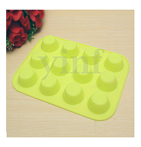 12 Cup Silicone Muffin Pudding Cupcake Mould Bakeware Round Cake Pan