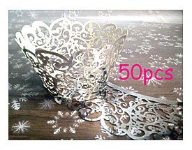 Silver Wrapper Filigree Paper Laser Cupcake By BigDayKingdom
