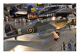 Steven F. Udvar Indefinite Center Hawker Hurricane Mk. IIC, with Northrop P 61C Black Widow in the background
