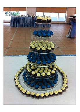Cake In A Cup Royal Blue And Cream Mini Cupcake Tower