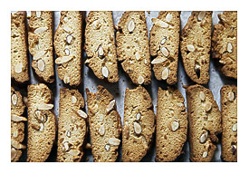 Almond, rose and ginger biscotti