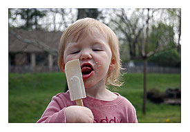 Licking the icing spatula!