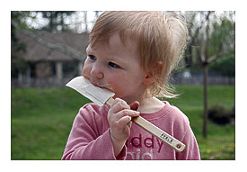 Licking the icing spatula!