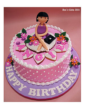 Cream Cake With Handmade Sugar Paste Figurine