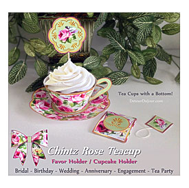 0FF 50 SALE Pink Rose Paper Tea Cup Cupcake Wrapper Set Etsy
