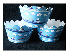 Custom Tug Boat Cupcake Wrappers 12 By KatherinePaigeDesign
