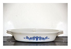 USA, 1960s, Blue, Floral, Bakeware, Cookware, Vintage Dinnerware